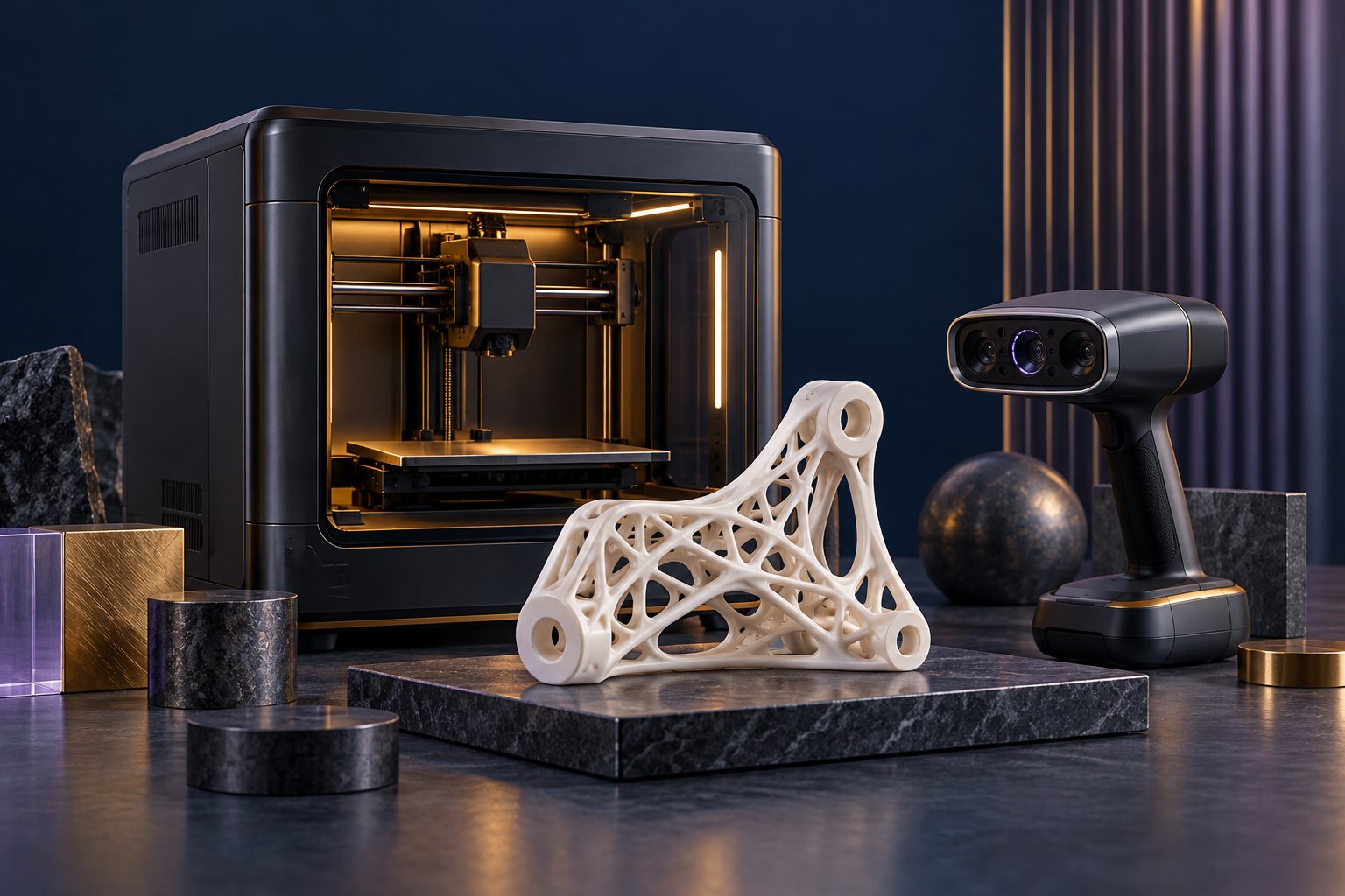 Иллюстрация 3D-печати и сканирования